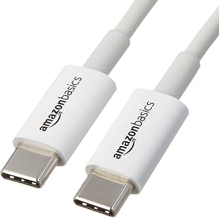 Amazon Basics USB-C-naar-USB-C-snellaadkabel, snelheid 480 Mbps, USB-IF-gecertificeerd, voor het snel opladen van Apple iPhone 16/15, iPad, MacBook, Samsung Galaxy, tablets, laptops, 1,8 m, wit