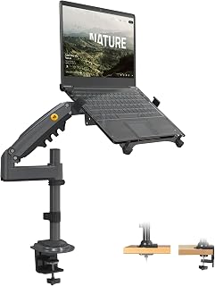NB North Bayou Laptop Beugel & Monitorhouder 2 in 1, Gasveer Houder voor 13-17 inch Laptop & voor 17-32 inch Computerscherm, VESA 75/100 mm H100-FP