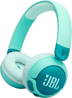 JBL Junior 320 BT, Draadloze On-Ear Bluetooth Hoofdtelefoon voor Kinderen met Ingebouwde Microfoon, 50 uur afspeeltijd, JBL Safe Sound, Laag Volume, Gemakkelijke Bediening en Stickerset, in Groen