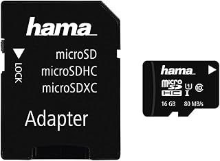 Hama MicroSD | microSDHC | microSDXC kaart 16GB 80MB/s overdrachtssnelheid Class 10 microSD geheugenkaart in mini-formaat Mini SD bijv. voor Android mobiele telefoon, smartphone, tablet, Nintendo