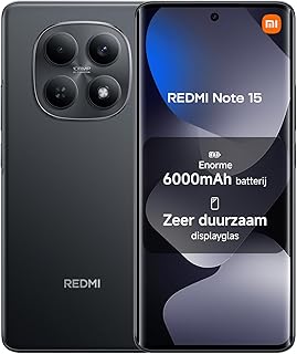 Xiaomi Redmi Note 15, Smartphone 8+256 GB, krachtige 6000 mAh-batterij, IP64, 108 MP superheldere camera, 6,77-inch FHD+ display, Black, 2 jaar garantie, oplader niet inbegrepen