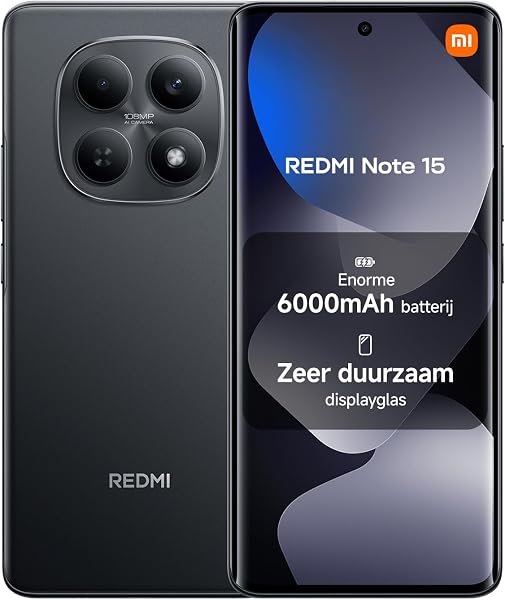 XIAOMI REDMI Note 15 Smartphone 6+128GB Zwart 6000mAh 108MP Camera - outlet/retourdeal