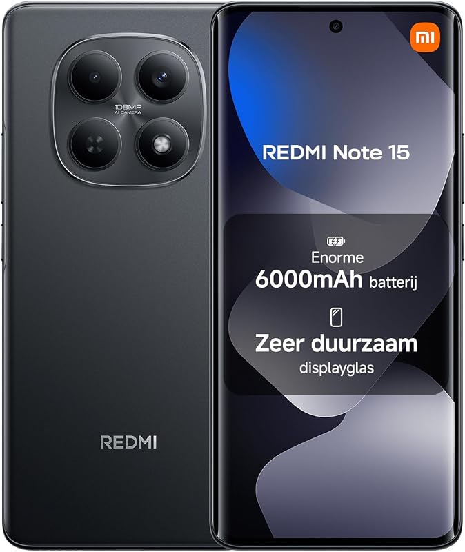 XIAOMI REDMI Note 15 Smartphone 8+256GB Zwart 6000mAh 108MP Camera - outlet/retourdeal