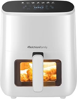 Melchioni Family Marianna New Luchtfriteuse, 5 l, compact, met anti-aanbakhouder, touch-display, 7 programma's, timer 60 min, temperatuur 80 °-200 °C, 1500 W