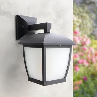 M Ledme House Series wandlamp voor buiten, IP44 waterdicht, E27 fitting, zwart staal en glas, voor tuin, terras of entree (lamp niet inbegrepen)