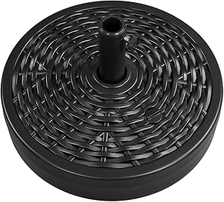 Yaheetech Parasolstandaard voor de tuin, van kunststof, rotan, kan worden gevuld met zand of water, 22 l, palen met Ø 38 mm en Ø 48 mm, voor buiten, veranda, terras, zwembad, strand, terras, zwart