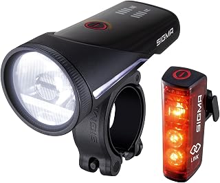 SIGMA Aura 100 USB/Blaze Link-set met schroefbevestiging | fietslampjes voor en achter | batterij-aangedreven, StVZO-goedgekeurd fietslampje voor en achter met innovatieve koppelfunctie