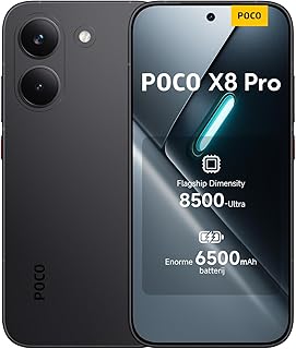 POCO X8 Pro, Smartphone 8+256GB, Flagship Dimensity 8500-Ultra, 6500mAh (typ) batterij, ultrahel AMOLED-scherm, 50MP Sony IMX882 met OIS, Zwart, 1 jaar extra garantie, Oplader niet inbegrepen | 50MP Cam, 2511FPC34G
