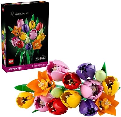LEGO Botanicals Boeket Met tulpen – Kunstbloemen Bouwpakket voor Volwassenen – Met 14 Tulpen In 5 Kleuren – Tafeldecoratie en Woondecoratie – DIY Cadeau voor Vrouwen – 11501