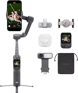 Osmo Mobile 8P + Mic Mini 2-zender, gimbalstabilisator voor iPhone en Android, draadloze microfoon, detailrijke audio, DJI OsmoAudio, actieve ruisonderdrukking, 3-assige stabilisatie, telefoongimbal