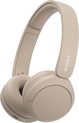 Sony WH-CH520 Draadloze Bluetooth-hoofdtelefoon, tot 50 uur batterijduur met snellaadfunctie, on-ear model, beige