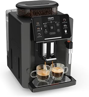 Krups EA9108 Sensation volautomatische espressomachine coal/zwart, gebruiksvriendelijk, gemakkelijk te onderhouden, verlichtingswaarschuwingen, handige reiniging, aangepaste instellingen