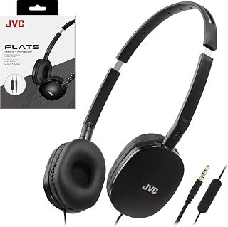 JVC Flats On-Ear Bedrade Koptelefoon – Plat Opvouwbaar Ontwerp – 30 mm Driver voor Krachtig Geluid – Zachte Oorkussens voor Comfort – Stalen Hoofdband – Lichtgewicht & Draagbaar – HA-S160M-B (Zwart)