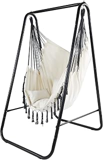 CCLIFE Hangstoel met frame 3 kussens, tot 100 kg, voor binnen en buiten, voor in de tuin