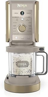 Ninja CREAMi Deluxe ijsmachine en bevroren dessertmaker met 2 ijsbekers, 10 functies, maakt IJs, Gelato, Sorbet, Bevroren Yoghurt, Milkshakes, Slushi en meer, 2-in-1 smaakoptie, Steengoud, NC502EUSTGD