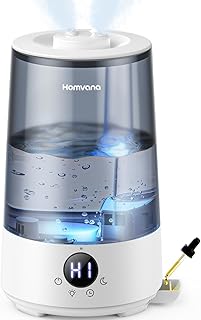Homvana Cool Mist Bevochtiger, top-fill, slaapkamer, 3,6L, 360°, 34 uur, rustig 16 dB (SilentSpary Tech), klein, kinder- en babykamer, BPA-vrij, aromadiffuser voor planten, 7 kleuren, nachtlampje