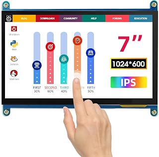 Raspberry Pi Display, ELECROW 7 Zoll Mini Monitor 1024X600 HD LCD Touchscreen Kompatibel mit 4/PC/Jetson Nano/Banana Pi/BB Schwarz