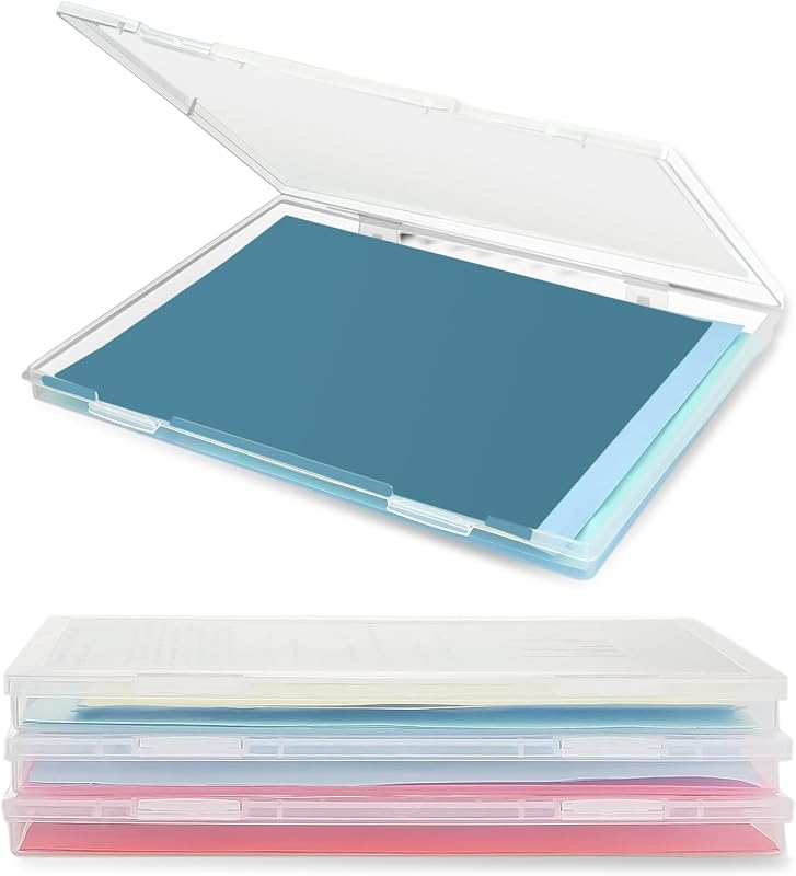Nizirioo 4-pack draagbare archiefdoos A4 transparante organisatordoos, stapelbare multifunctionele opbergdoos voor kantoorartikelen voor documenten, brieven, scrapbooks, tijdschriften (30,5 x 22,3 x