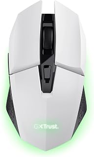 GXTrust 1108W Vylax Oplaadbare Draadloze Gaming Muis, 80 Uren Batterijduur, 800-4800 DPI, LED Verlichting, Opbergbare USB Receiver, 6 Knoppen, RGB Gaming Mouse voor Laptop Computer PC, Wit