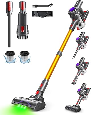 VACTechPro F02 Draadloze accustofzuiger, 35 kPa, met afneembare accu, tot 35 minuten looptijd, 6-in-1 accustofzuiger, dierenharen voor hardhouten vloeren, tapijt en goud