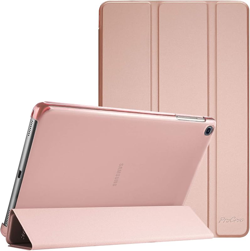 ProCase Hoes voor Galaxy Tab A 10.1 2019 (T510 T515 T517), ultradunne lichte Smart Case, lichte stand beschermhoes Shell met doorzichtige matte achterkant -roségoud | Lichtgewicht standhoes voor Galaxy Tab A 10.1 Tablet SM-T510 SM-T515 SM-T517 2019 release