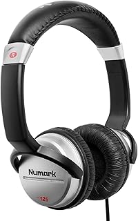 Numark HF125 Compacte DJ Hoofdtelefoon voor Opname en Monitoring met 6ft Kabel, 40mm Drivers voor Uitgebreide Response, Gesloten-Achterkant Ontwerp voor Geluidsisolatie