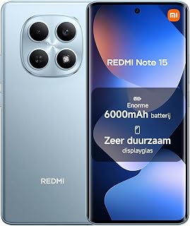 Xiaomi Redmi Note 15, Smartphone 8+256 GB, krachtige 6000 mAh-batterij, IP64, 108 MP superheldere camera, 6,77-inch FHD+ display, Glacier Blue, 2 jaar garantie, oplader niet inbegrepen