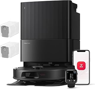 roborock Qrevo Series Stofzuigerrobot, 8000 Pa Zuigkracht, Upgrade van Qrevo S, Anti-klitborstels, Slimme Obstakelvermijding, Automatische Dweilreiniging, Alles-in-één dock, QV 35A Set Zwart