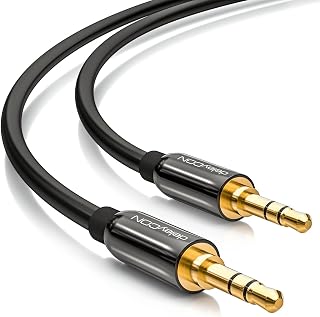 deleyCON 10m Jackkabel 3,5mm AUX Kabel Stereo Audiokabel Jackplug Recht voor PC Laptop Mobiel Smartphone Tablet Auto HiFi-Receiver - Zwart