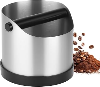 VINATO Knock Box met metalen stang, roestvrijstalen koffiecapsulehouder, 1,2 l, compatibel met De'Longhi, Sage, Ninja