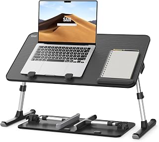 Laptop Bed Tray Bureau, SAIJI Verstelbare Draagbare Laptop Tafel met Opvouwbare Been voor Lezen Schrijven Eten op Bed Bank Sofa Vloer (20,5 x 11,8, Zwart)
