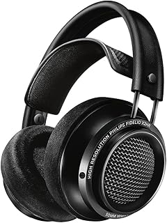 Philips Audio X2HR/00 Fidelio Hoofdtelefoon, Over-Ear, High Resolution Audio, Deluxe-Schuimrubberen Oorkussens, Kabelclip, 50 mm Neodymium-Driver, Zwart
