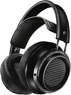 Philips Audio X2HR/00 Fidelio Hoofdtelefoon, Over-Ear, High Resolution Audio, Deluxe-Schuimrubberen Oorkussens, Kabelclip, 50 mm Neodymium-Driver, Zwart