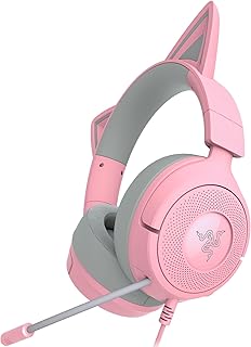 Razer Kraken Kitty V3 X - Bedrade Kitty-headset voor gaming - Iconische Kitty-oren - 270 g lichtgewicht - HyperClear cardioïde microfoon - TriForce 40 mm drivers - 3,5mm aansluiting | Quartz