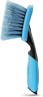 Amazon Basics Wielborstel voor het gedetailleerd schoonmaken van auto's, geschikt voor auto's, vrachtwagens, campers, ergonomische handgreep, blauw