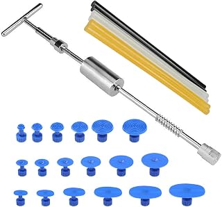 25 stuks verfloze auto deuken reparatieset, reparatieset met dent puller slide hamer T-bar glijhamer, 18 deuken verwijdering trekkende tabs + 6 hot glue sticks voor auto carrosserie hagel schade