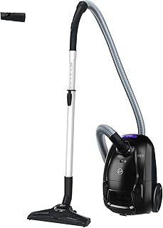 Hoover HE1 compacte krachtige stofzuiger voor harde vloeren en tapijten, EPA-stoffilter, 2,5 l stofzak, geïntegreerde accessoires, 7,5 m werkstraal [HEZ107HM]