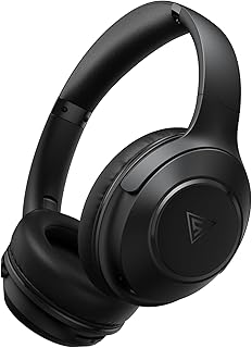 DOQAUS Bluetooth 5.3 hoofdtelefoon met 3 EQ-modi, draadloos, 70 uur, speeltijd, zachte eiwitoren, stereo, hifi-microfoon voor reizen, werk, leven (zwart)
