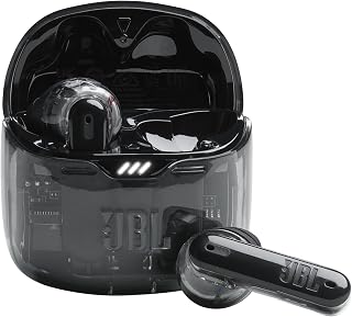 JBL Tune Flex Ghost Earbuds, Draadloze in-ear Bluetooth koptelefoon, met ruisonderdrukking en 32 uur Batterijduur, Waterbestendig, Black Ghost