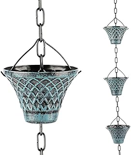 Regenketting goot downspout vanger buiten water omvormer decoratieve tuin regenbekers gong woondecoratie - 8 1/2 voet lang