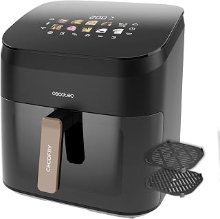 Cecotec Cecofry & Grill Smokin' 8500 Plus Luchtfriteuse met dubbele grill en Smokin' 8,5 l, 2200 W, perfect goud en grillsmaak, instelbare temperatuur, 10 menu's, pizzamaker, kijkvenster