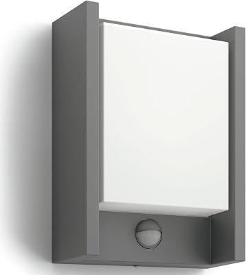 Philips Arbour Buitenwandlamp met Sensor - Antraciet - 6 W - Warmwit licht - Eenvoudige installatie - Geïntegreerde LED-lamp