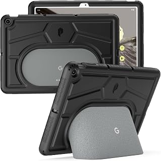 Poetic TurtleSkin-serie voor Google Pixel Tablethoes 11 inch (2023), zwaar belastbare, schokbestendige robuuste kindvriendelijke valbescherming siliconen beschermhoes, zwart