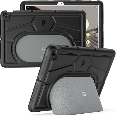 Poetic TurtleSkin-serie voor Google Pixel Tablethoes 11 inch (2023), zwaar belastbare, schokbestendige robuuste kindvriendelijke valbescherming siliconen beschermhoes, zwart