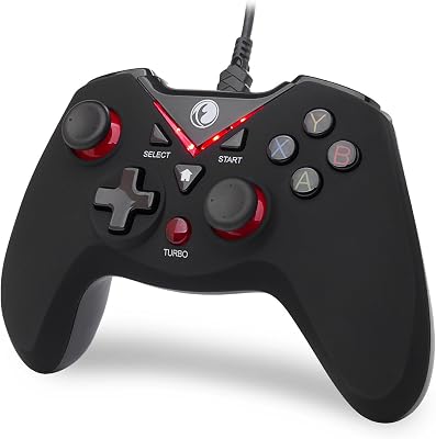 IFYOO V-one bedrade USB-gamecontroller, gamepad, joystick voor pc (Windows XP/7/8/10/11), Steam, Android en PS3, rood