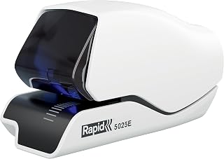 Rapid Supreme Contactloze Elektrische Nietmachine 5025e, Capaciteit tot 25 Vellen, Flat Clinch Technologie, Gepatenteerde Cassette, LED Systeem, 15,3 x 12,3 x 29,5 Centimeter, Wit, 25095200