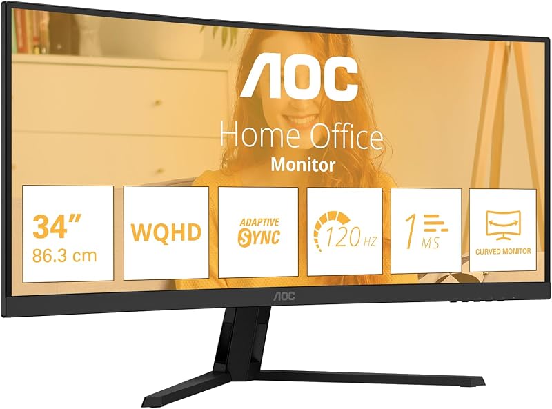 AOC Curved monitor CU34B3E 34 inch 120Hz VA paneel - tweedehands - als nieuw — outlet/retourdeal