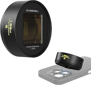 Freewell 1.55x gouden anamorfe lens compatibel met 17mm mount iPhone, Samsung geavanceerde smartphone lens voor brede filmische weergave, gouden fakkels en verbeterde video-helderheid