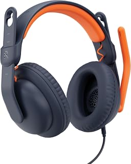 Logitech Zone Learn hoofdtelefoon met kabel en microfoon voor scholieren, comfortabel en verstelbaar voor kinderhoofdgrootte, 3,5 mm AUX, USB-A en USB-C - blauw