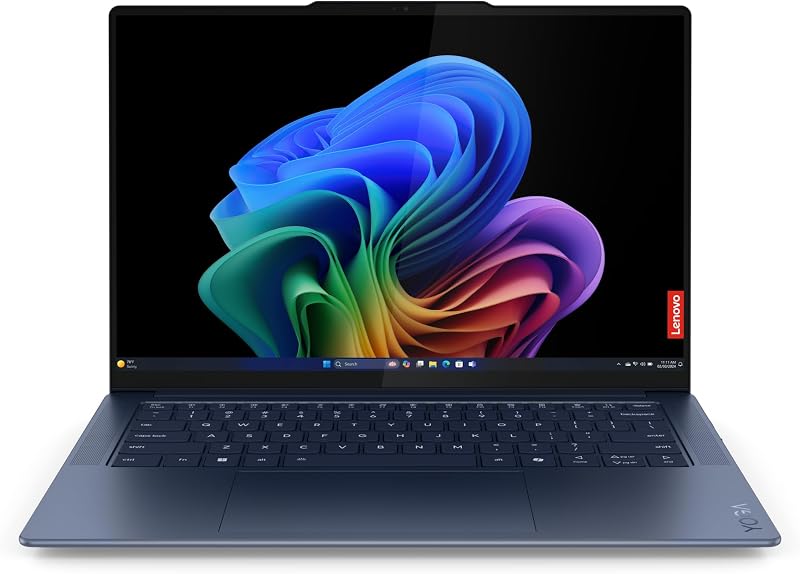 Lenovo Yoga Slim 7 14Q8X9 Laptop Copilot + 14 inch 3K OLED 90Hz (Qualcomm - SD Elite X, 16 GB RAM, 512 GB SSD, Windows 11 Home) toetsenbord met achtergrondverlichting AZERTY FR - Cosmic Blue